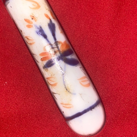 English Staffordshire Imari Ironstone Handled Fish Serving Fork, 19th Century